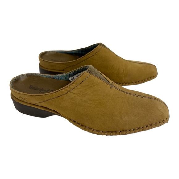 Timberland Comforia Suede Leather Mules Clogs Women's Size 6.5 tan - Picture 2 of 9